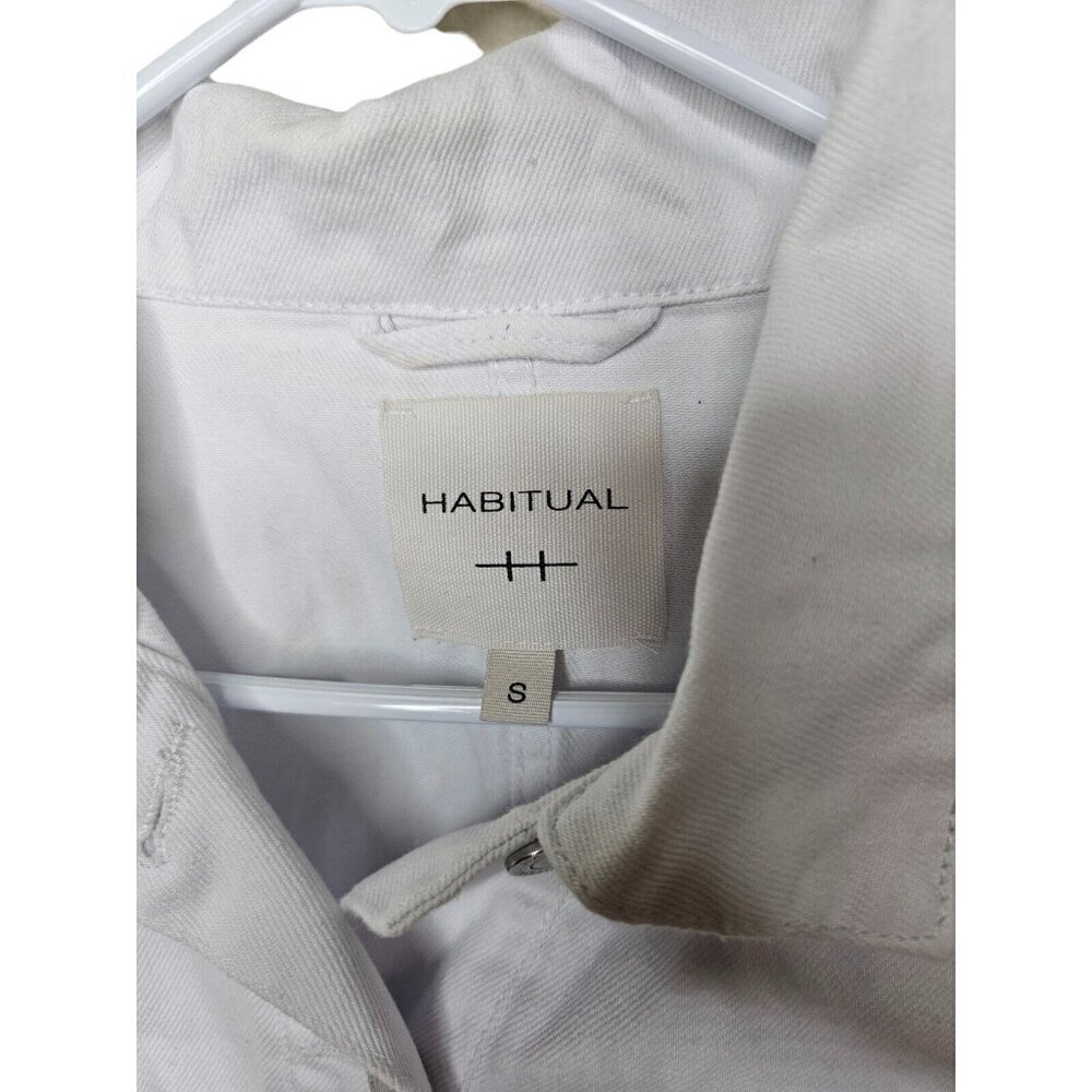 Habitual Denim Jacket Cropped Size S White Buttoned Up Short Sleeve - Picture 6 of 11